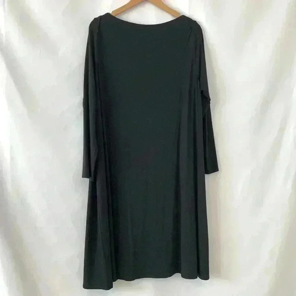 Eileen Fisher black long sleeve midi shift dress - Picture 5 of 6